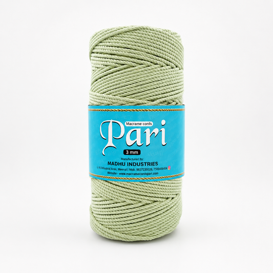 3mm Twisted (3ply) |Sage Colour| 200-250 Meters| Cotton | 1Kg Spool