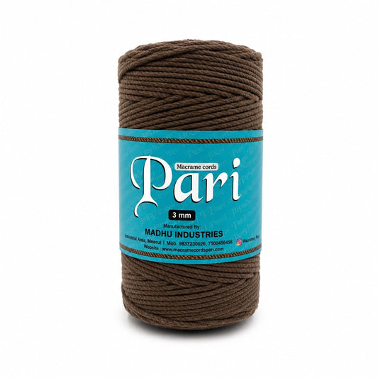 3mm Twisted (3ply) | Cocoa Brown Colour| 200-250 Meters| Cotton | 1Kg Spool