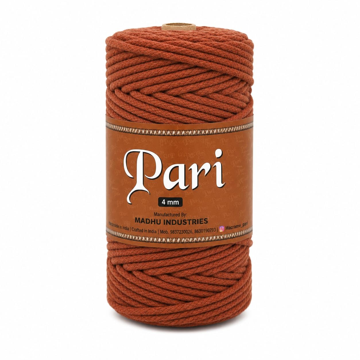 4mm knitted |Chocolate| 150 meters |1Kg spool| Cotton
