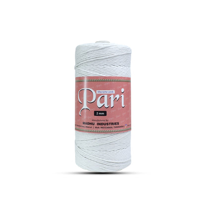 2mm Single Strand | Pure White | 350 - 400 Metres | 1kg Spool | Cotton | No 03