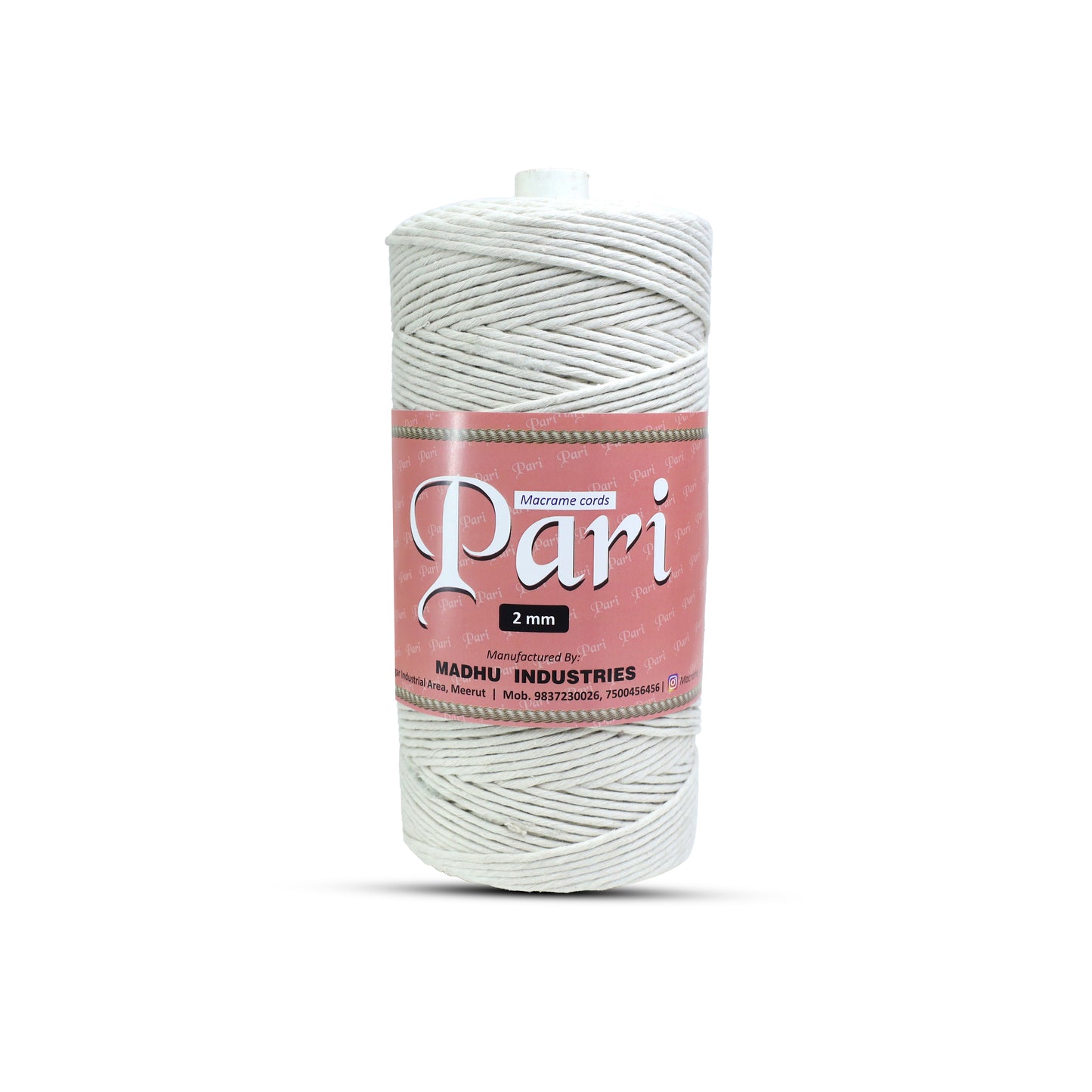 2mm Single Strand | Off White | 350 - 400 Metres | 1kg Spool | Cotton | No 04