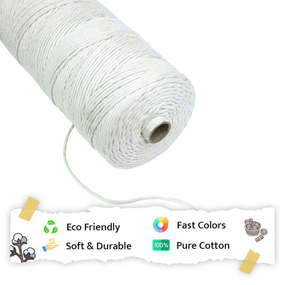 2mm Single Strand | Off White | 350 - 400 Metres | 1kg Spool | Cotton | No 04