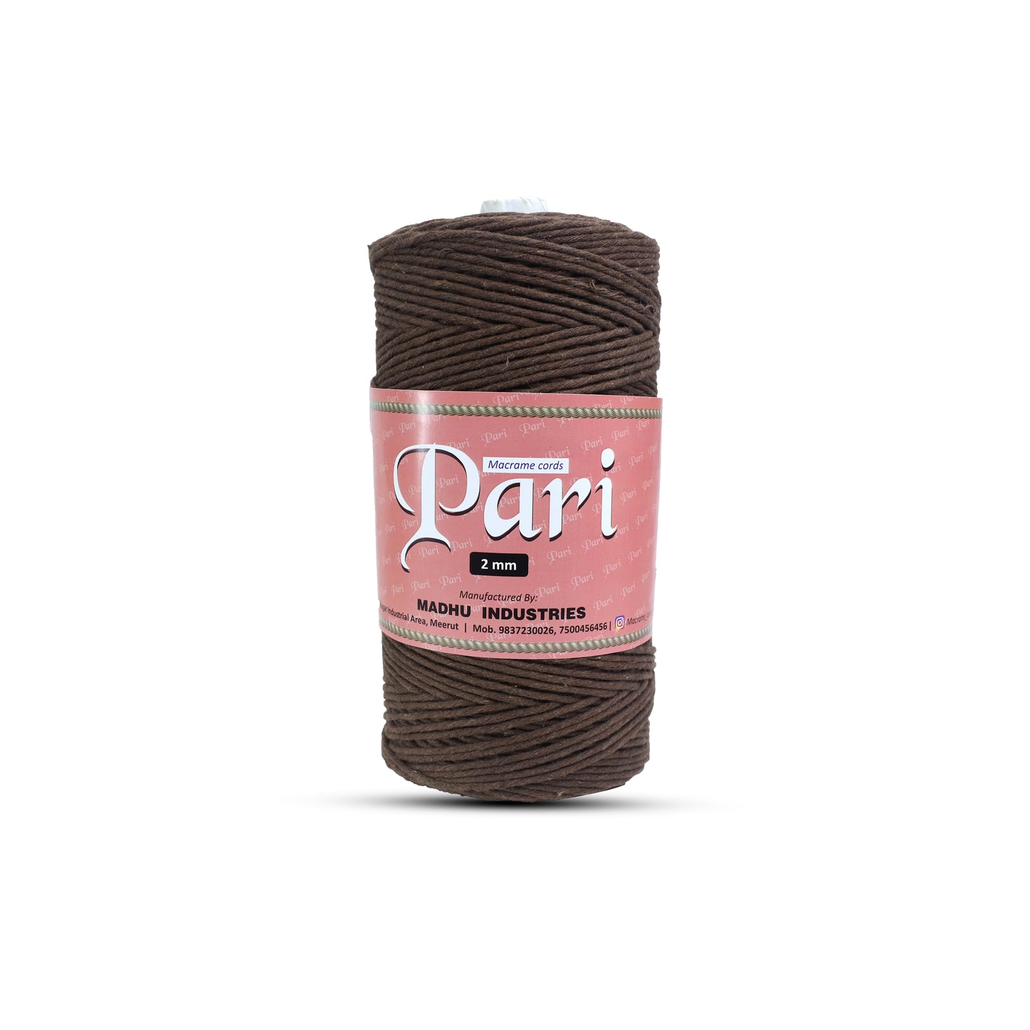 2mm Single Strand | Coffee Brown | 350 - 400 Metres | 1kg Spool | Cotton | No 05