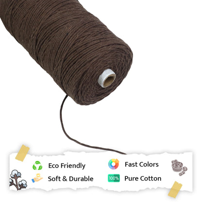 2mm Single Strand | Coffee Brown | 350 - 400 Metres | 1kg Spool | Cotton | No 05