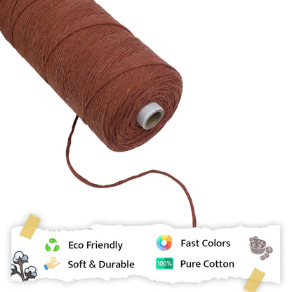 2mm Single Strand | Chocolate | 350 - 400 Metres | 1kg Spool | Cotton | No 06