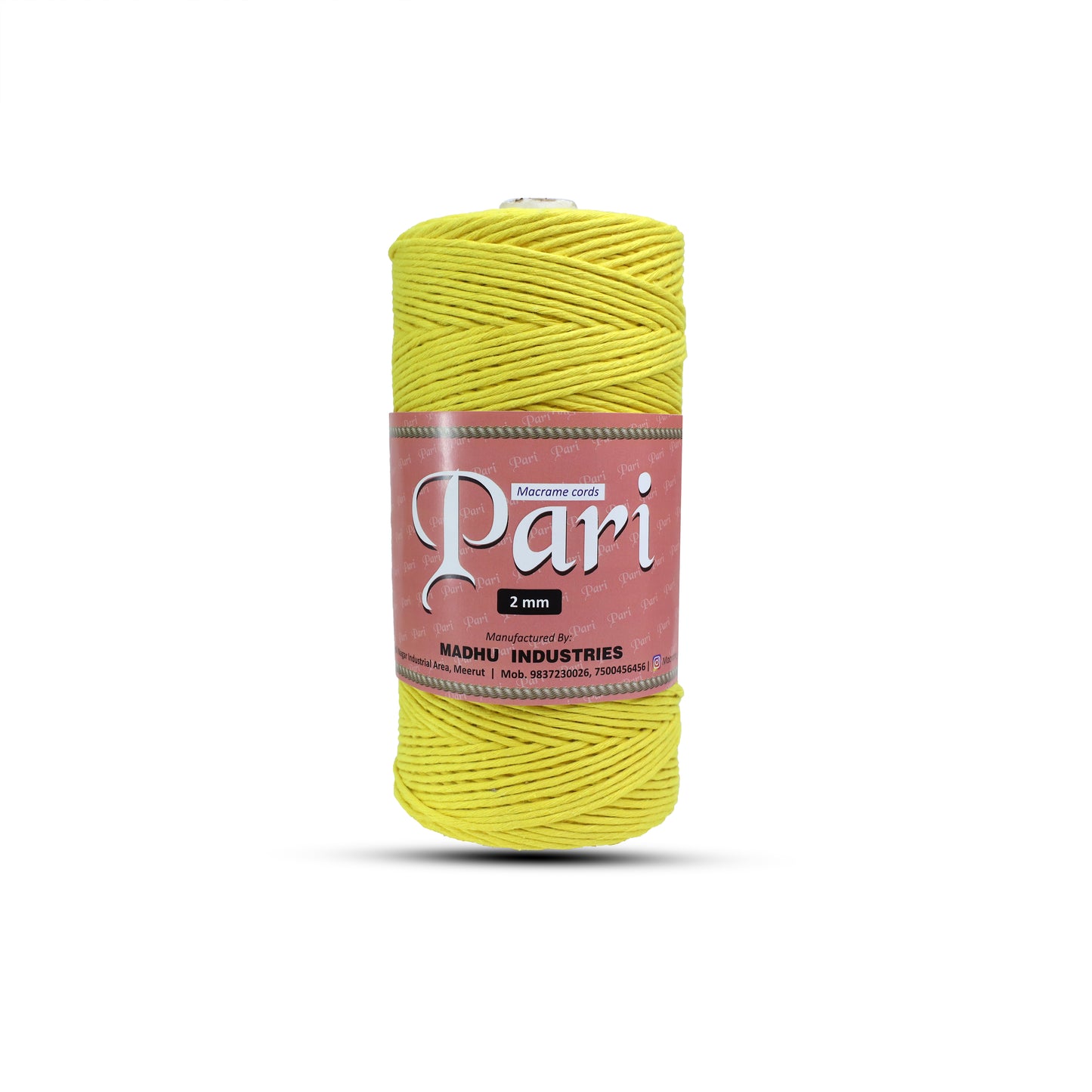 2mm Single Strand | Yellow | 350 - 400 Metres | 1kg Spool | Cotton | No 08