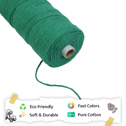 2mm Single Strand | Green | 350 - 400 Metres | 1kg Spool | Cotton | No 11