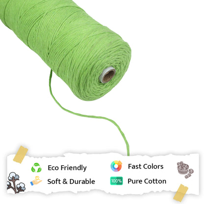 2mm Single Strand | Parrot Green | 350 - 400 Metres | 1kg Spool | Cotton | No 13