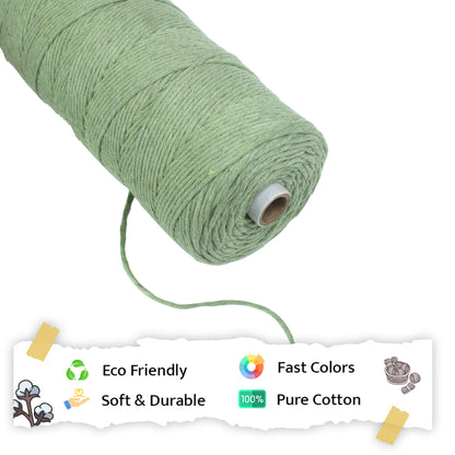 2mm Single Strand | Olive Green | 350 - 400 Metres | 1kg Spool | Cotton | No 14