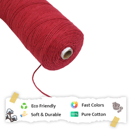2mm Single Strand | Red | 350 - 400 Metres | 1kg Spool | Cotton | No 15