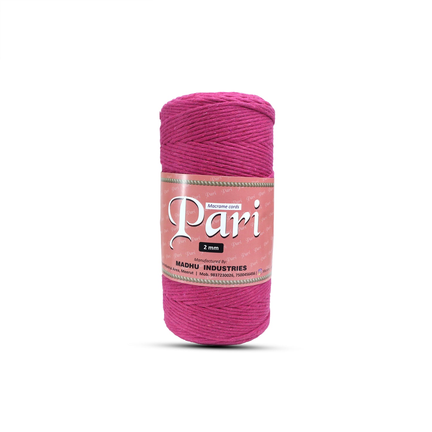 2mm Single Strand | Hot Pink | 350 - 400 Metres | 1kg Spool | Cotton | No 16