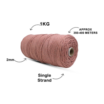 2mm Single Strand | Peach | 350 - 400 Metres | 1kg Spool | Cotton | No 17