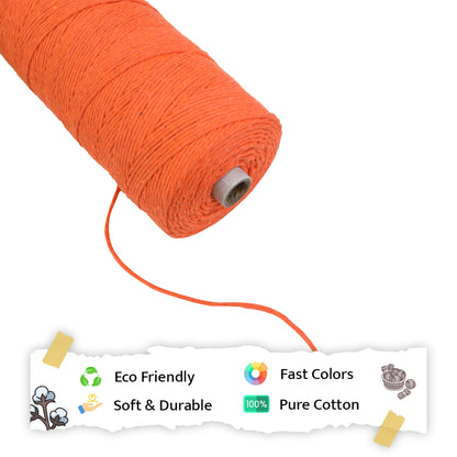 2mm Single Strand | Orange | 350 - 400 Metres | 1kg Spool | Cotton | No 19