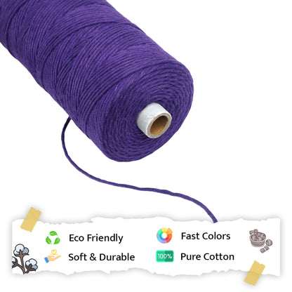 2mm Single Strand | Violet | 350 - 400 Metres | 1kg Spool | Cotton | No 21