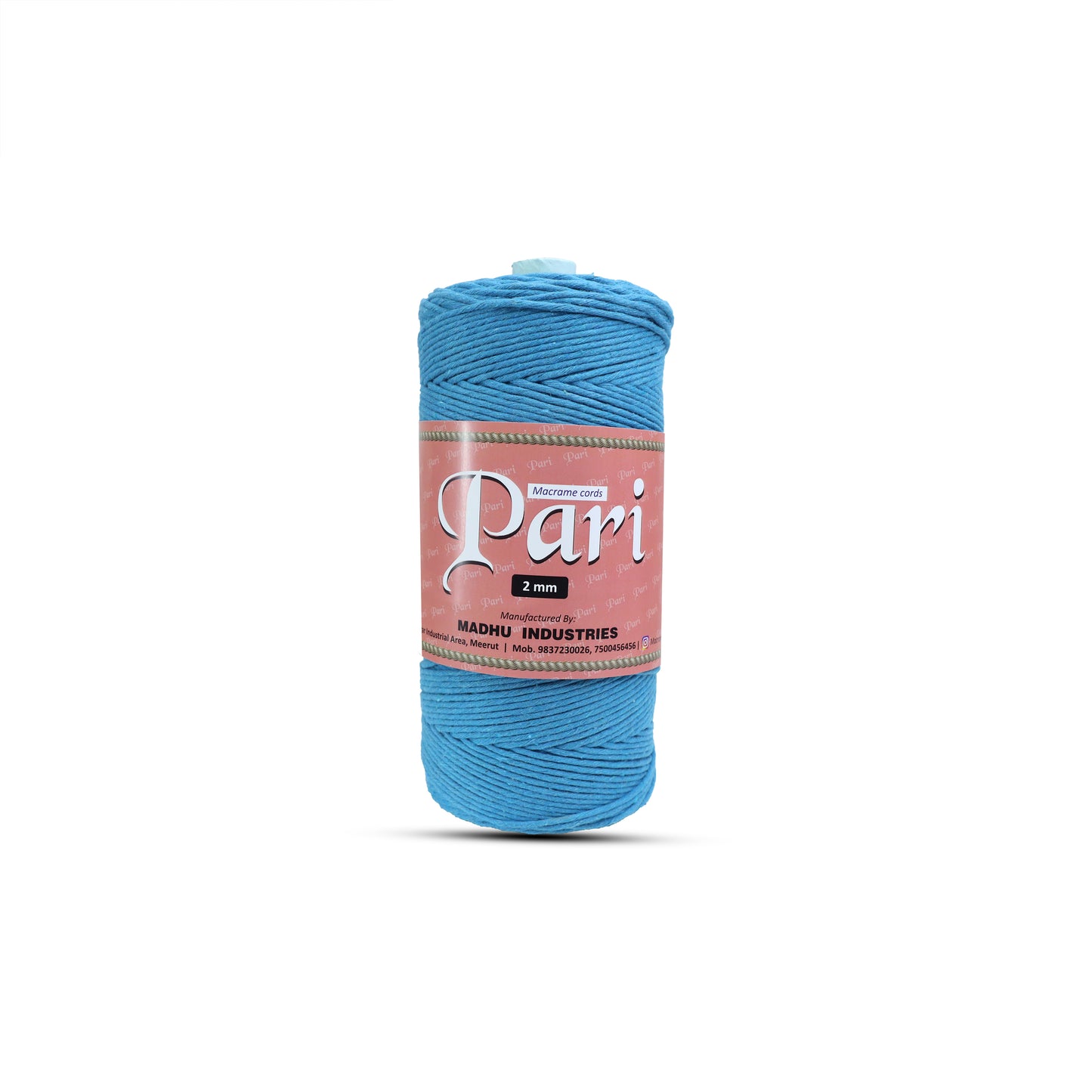 2mm Single Strand | Bright Blue | 350 - 400 Metres | 1kg Spool | Cotton | No 22