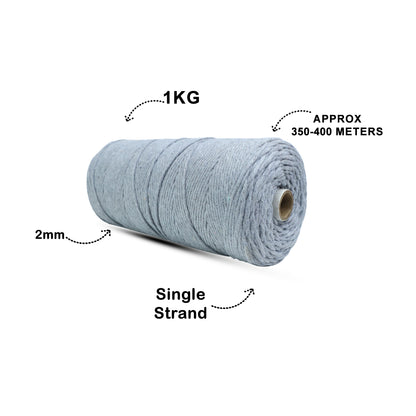 2mm Single Strand | Steel Grey | 350 - 400 Metres | 1kg Spool | Cotton | No 24