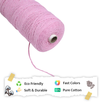 2mm Single Strand | Bubblegum Pink | 350 - 400 Metres | 1kg Spool | Cotton | No 26