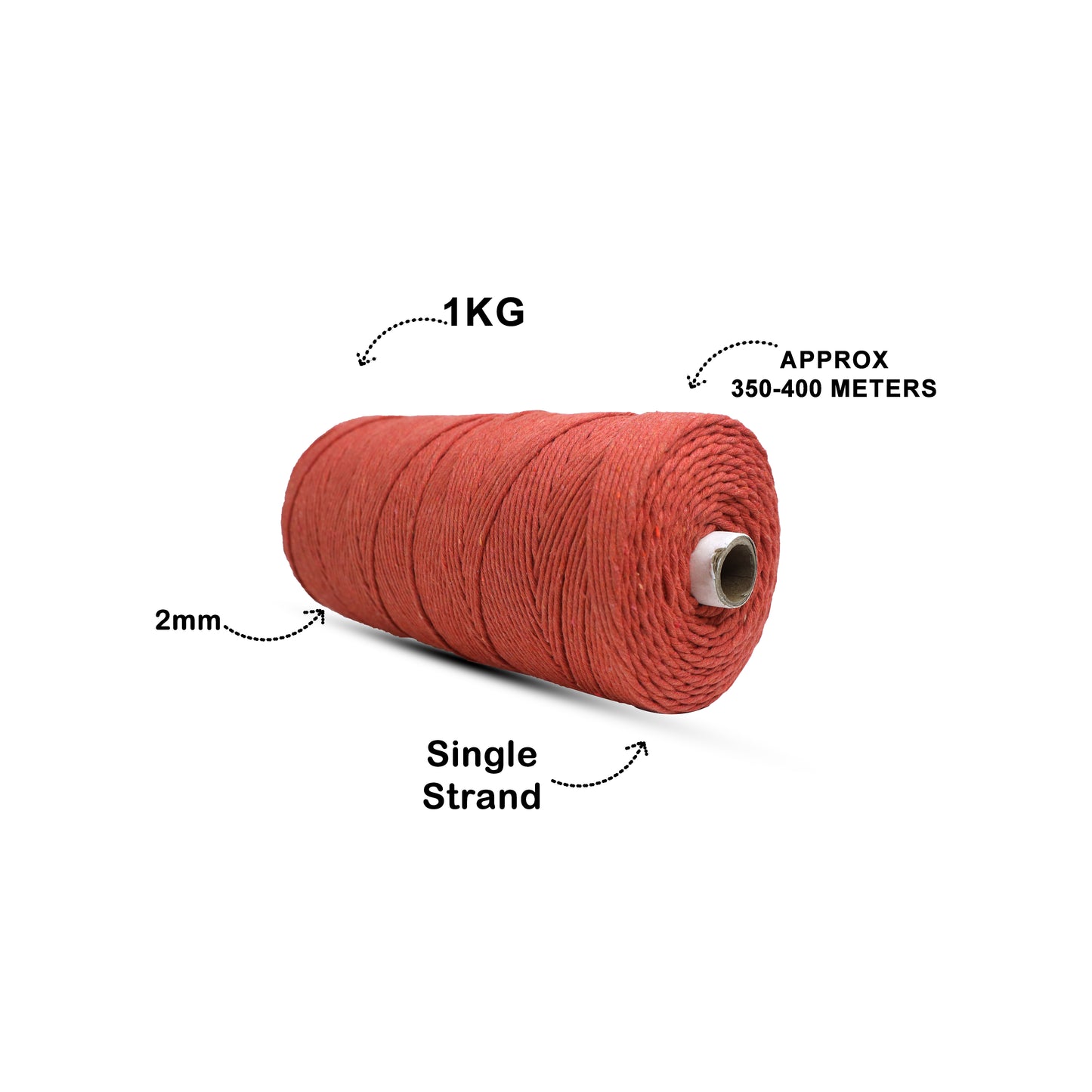 2mm Single Strand | Rust | 350 - 400 Metres | 1kg Spool | Cotton | No 28