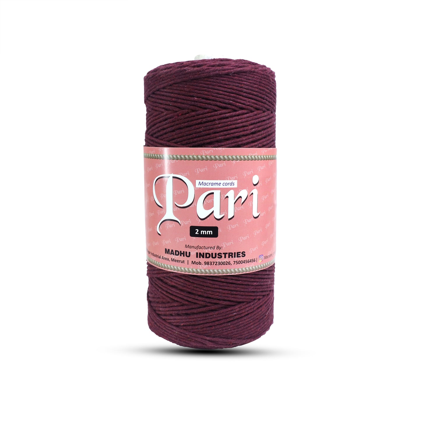 2mm Single Strand | Wine | 350 - 400 Metres | 1kg Spool | Cotton | No 29