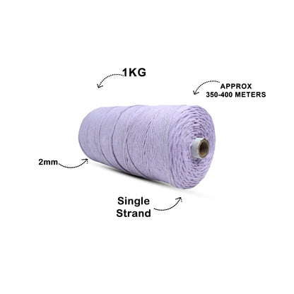 2mm Single Strand | Lavender | 350 - 400 Metres | 1kg Spool | Cotton | No 31