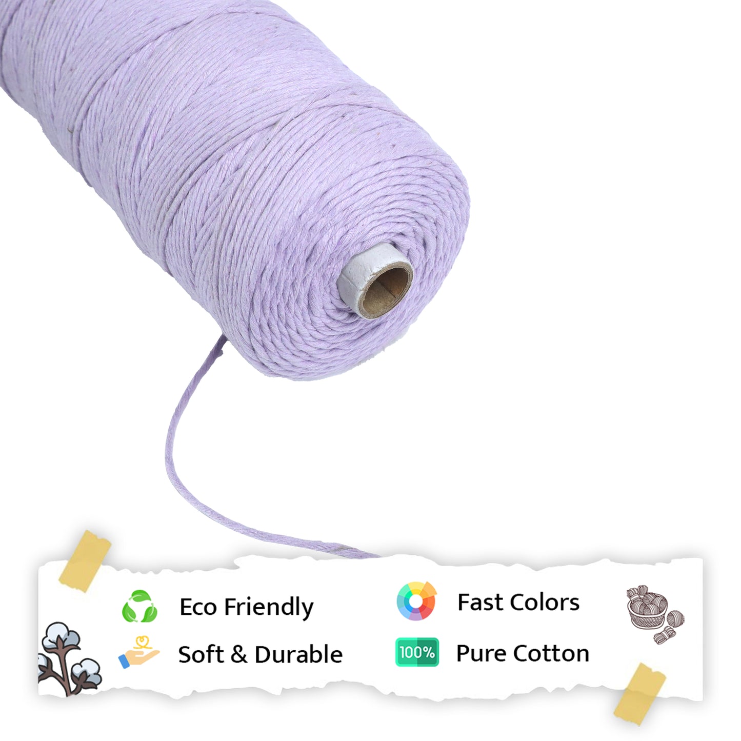 2mm Single Strand | Lavender | 350 - 400 Metres | 1kg Spool | Cotton | No 31