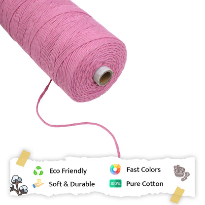 2mm Single Strand | Bright Pink | 350 - 400 Metres | 1kg Spool | Cotton | No 33