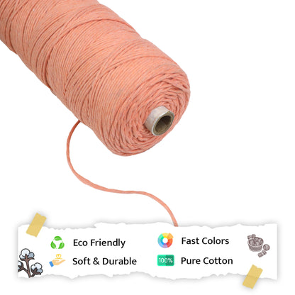 2mm Single Strand | Pastel Orange | 350 - 400 Metres | 1kg Spool | Cotton | No 34