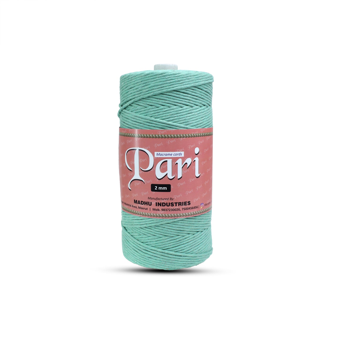 2mm Single Strand | Mint Green | 350 - 400 Metres | 1kg Spool | Cotton | No 35