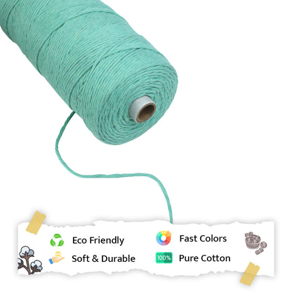 2mm Single Strand | Mint Green | 350 - 400 Metres | 1kg Spool | Cotton | No 35