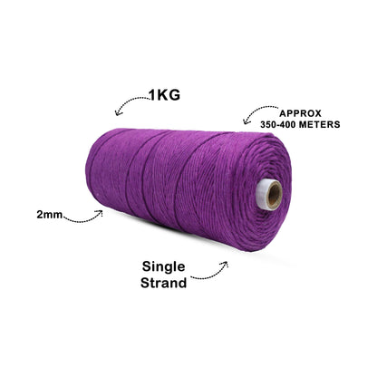 2mm Single Strand | Reddish Purple | 350 - 400 Metres | 1kg Spool | Cotton | No 36