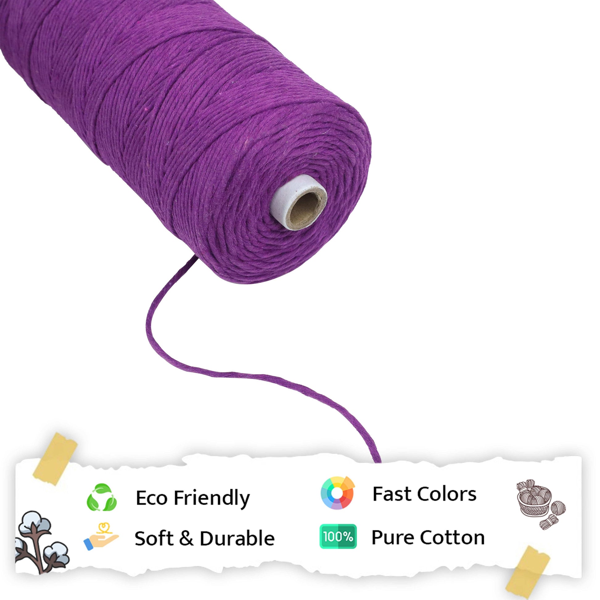2mm Single Strand | Reddish Purple | 350 - 400 Metres | 1kg Spool | Cotton | No 36