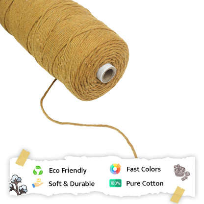 2mm Single Strand | Golden Mustard | 350 - 400 Metres | 1kg Spool | Cotton | No 37