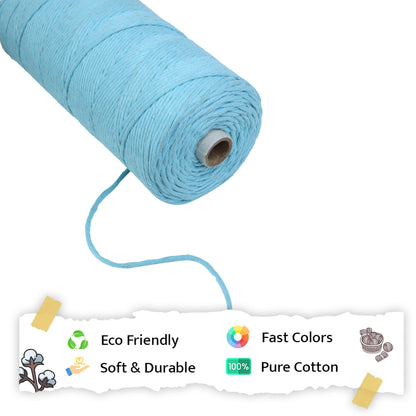 2mm Single Strand | Aqua Blue | 350 - 400 Metres | 1kg Spool | Cotton | No 40