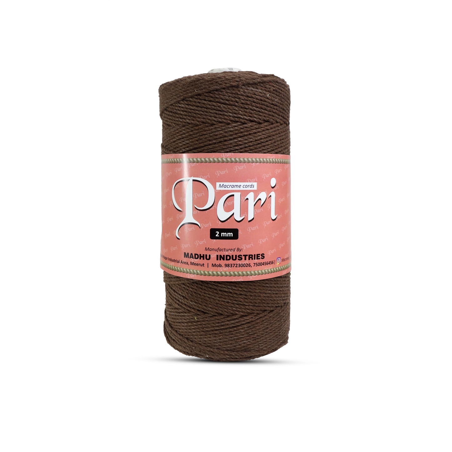 2mm Twisted (3Ply) | Coffee Brown | 350 - 400 Metres | 1kg Spool | Cotton | No 05