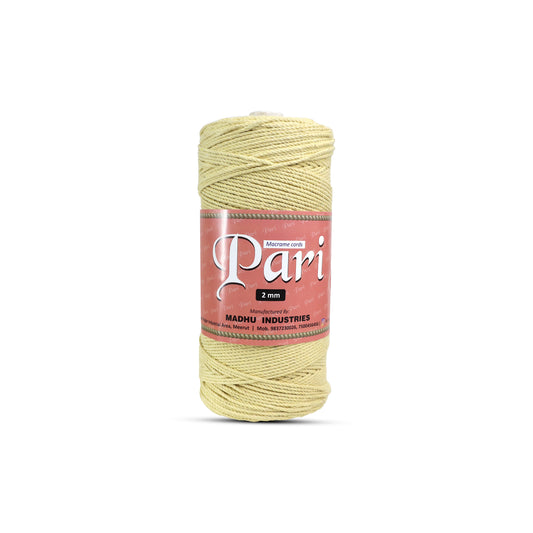 2mm Twisted (3Ply) | Light Yellow | 350 - 400 Metres | 1kg Spool | Cotton | No 09