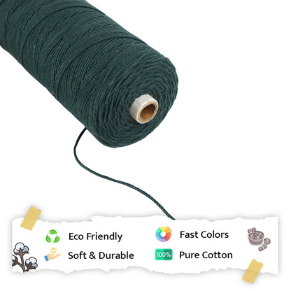 2mm Twisted (3Ply) | Forest Green | 350 - 400 Metres | 1kg Spool | Cotton | No 10