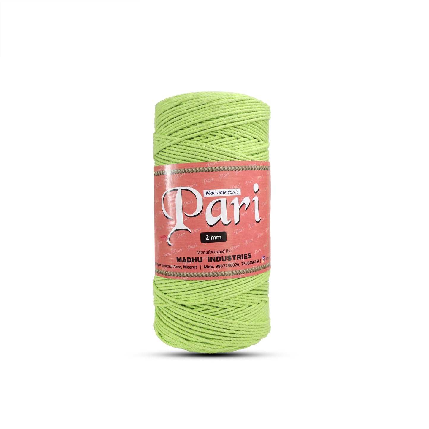 2mm Twisted (3Ply) | Parrot Green | 350 - 400 Metres | 1kg Spool | Cotton | No 13