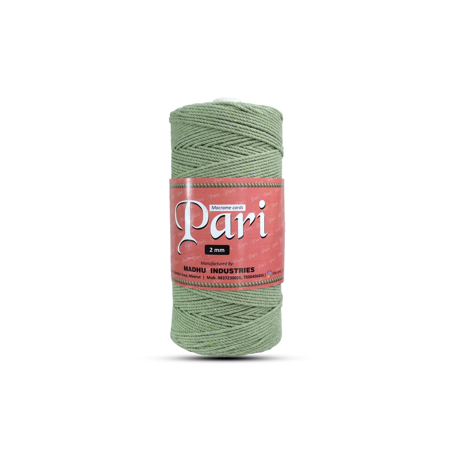 2mm Twisted (3Ply) | Olive Green | 350 - 400 Metres | 1kg Spool | Cotton | No 14