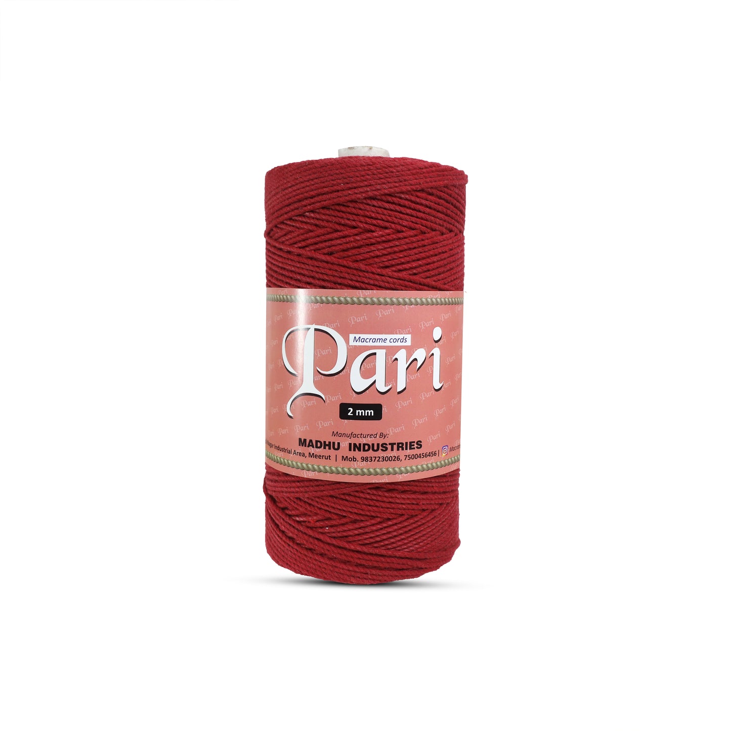 2mm Twisted (3Ply) | Red | 350 - 400 Metres | 1kg Spool | Cotton | No 15