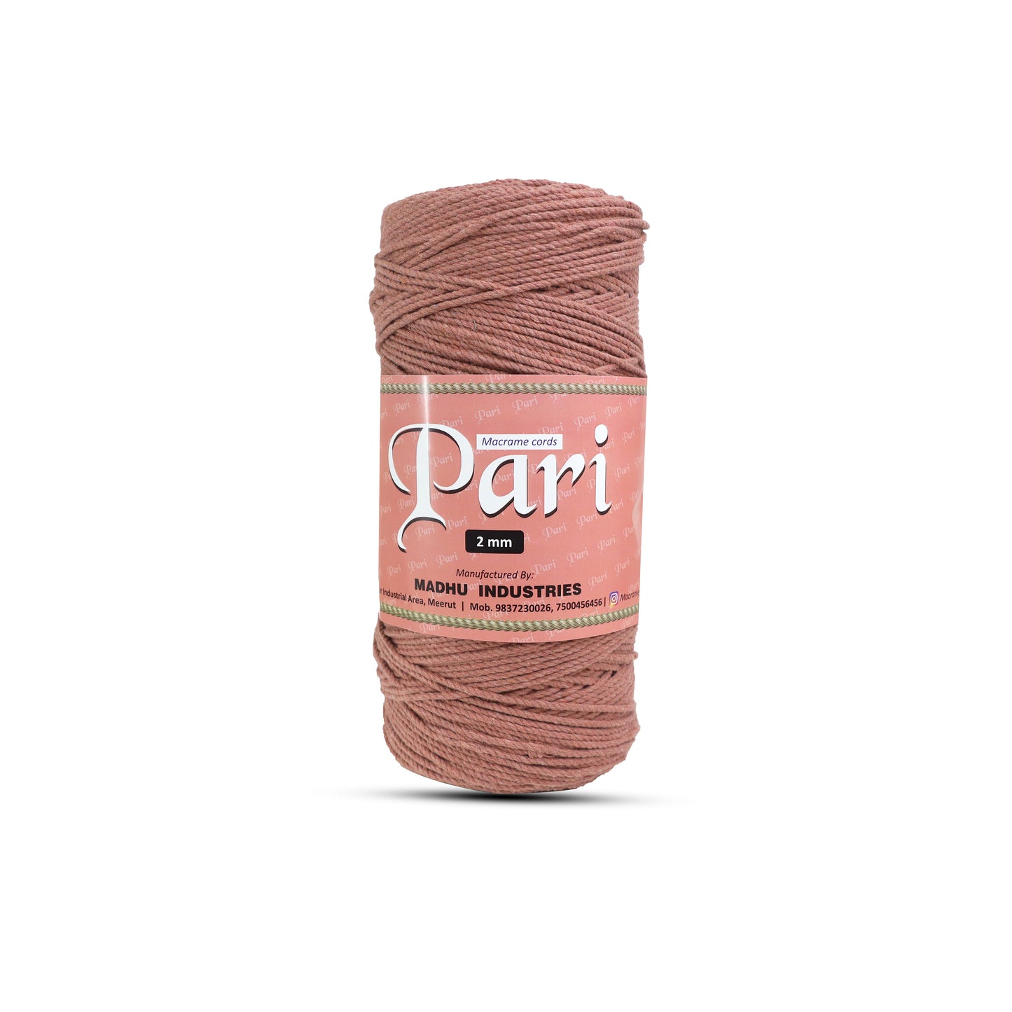 2mm Twisted (3Ply) | Peach | 350 - 400 Metres | 1kg Spool | Cotton | No 17