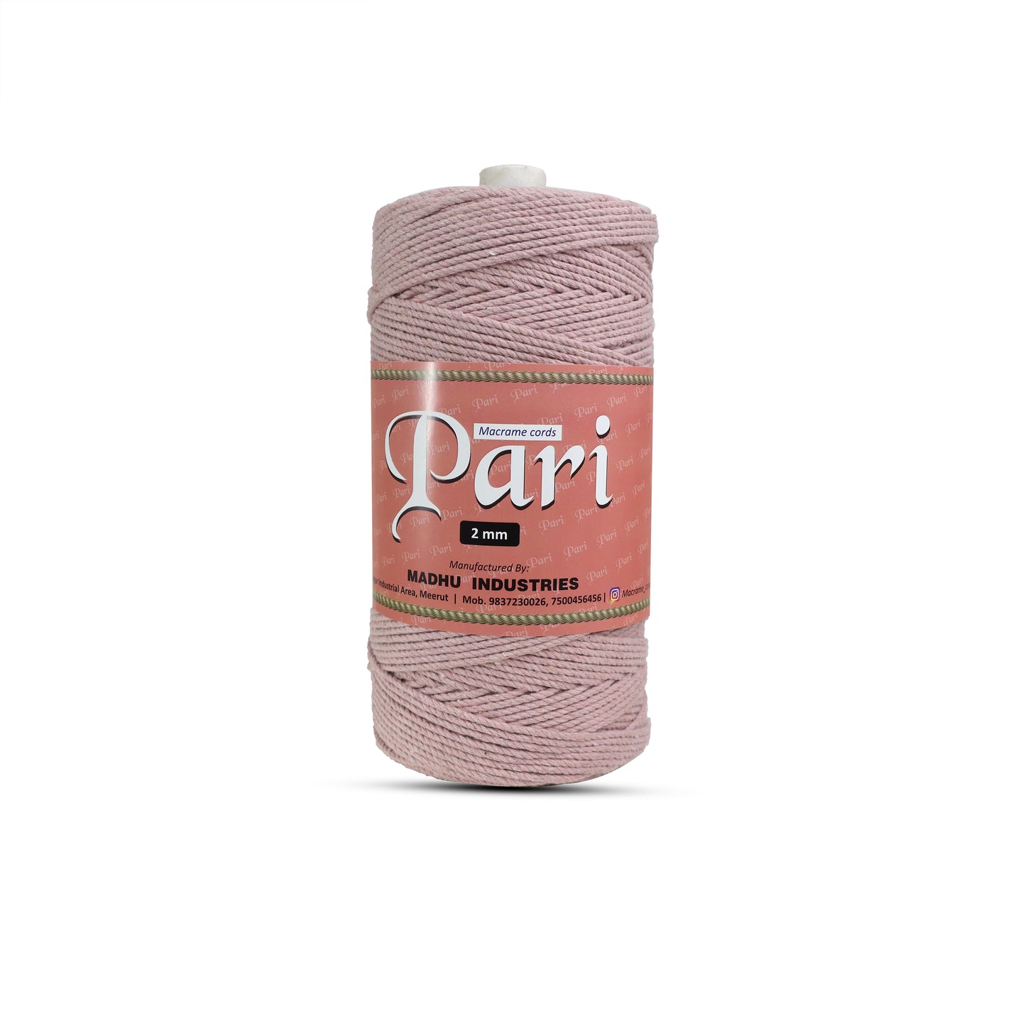 2mm Twisted (3Ply) | Baby Pink | 350 - 400 Metres | 1kg Spool | Cotton | No 18