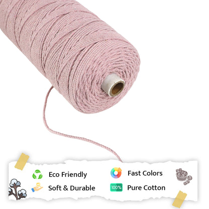 2mm Twisted (3Ply) | Baby Pink | 350 - 400 Metres | 1kg Spool | Cotton | No 18