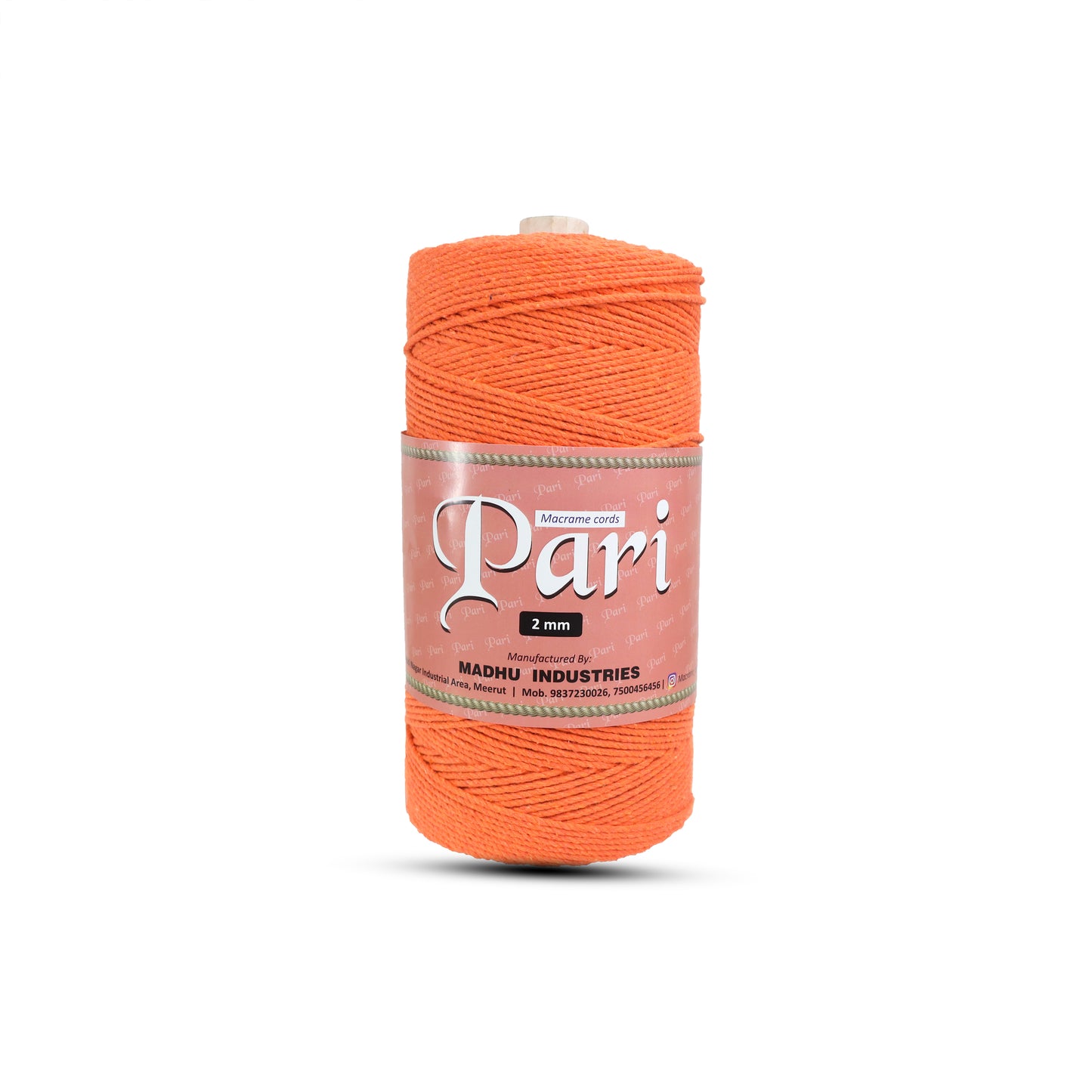 2mm Twisted (3Ply) | Orange | 350 - 400 Metres | 1kg Spool | Cotton | No 19