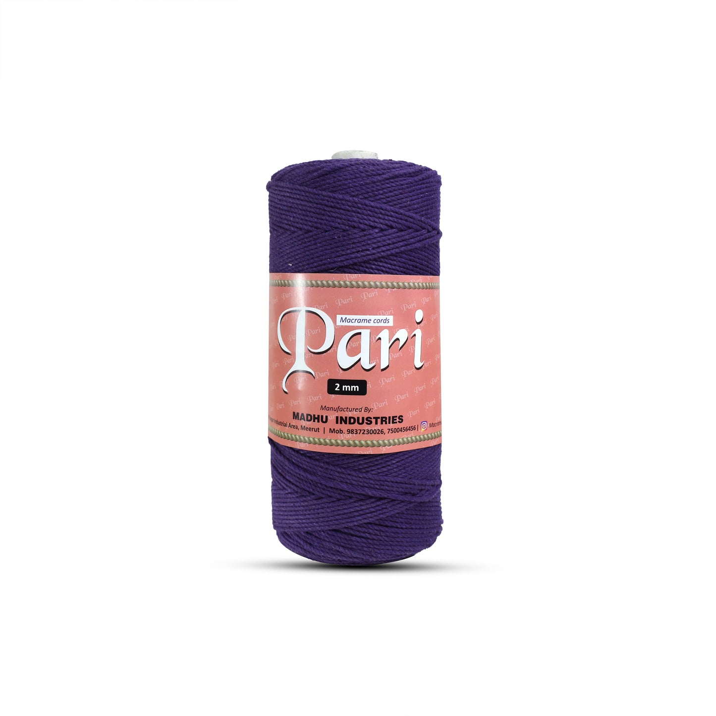 2mm Twisted (3Ply) | Violet | 350 - 400 Metres | 1kg Spool | Cotton | No 21