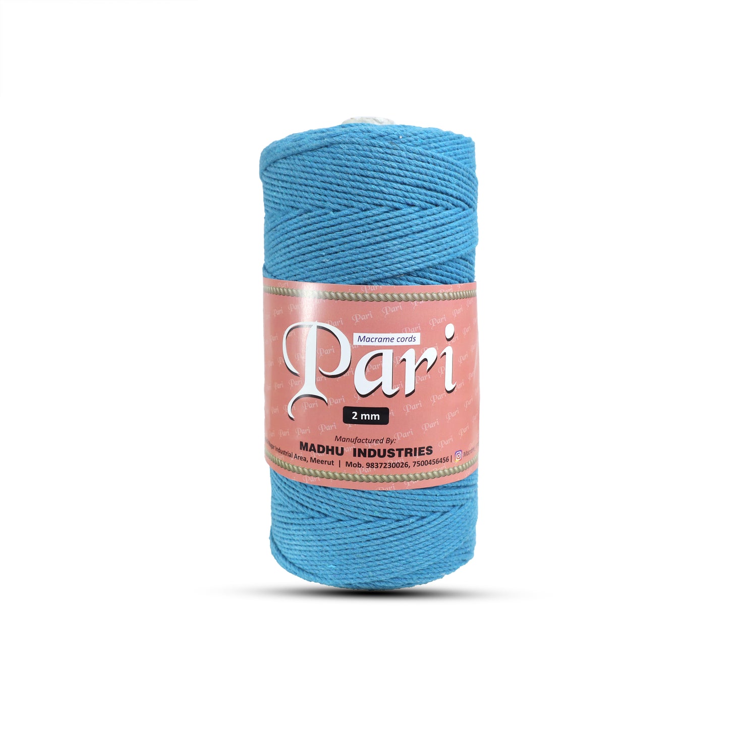 2mm Twisted (3Ply) | Bright Blue | 350 - 400 Metres | 1kg Spool | Cotton | No 22