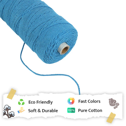 2mm Twisted (3Ply) | Bright Blue | 350 - 400 Metres | 1kg Spool | Cotton | No 22