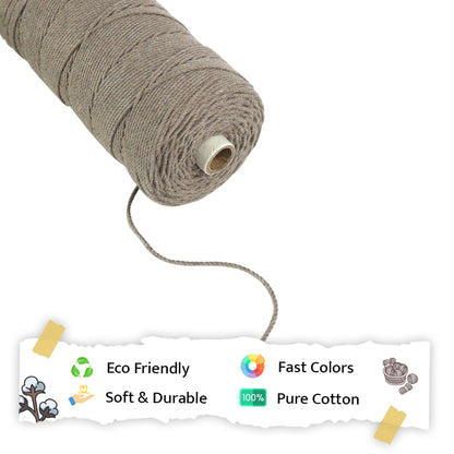 2mm Twisted (3Ply) | Mud Colour | 350 - 400 Metres | 1kg Spool | Cotton | No 23