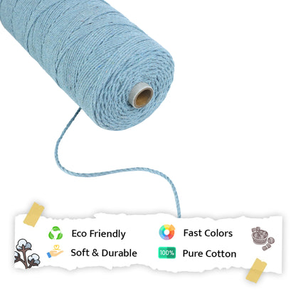 2mm Twisted (3Ply) | Mint Blue | 350 - 400 Metres | 1kg Spool | Cotton | No 25