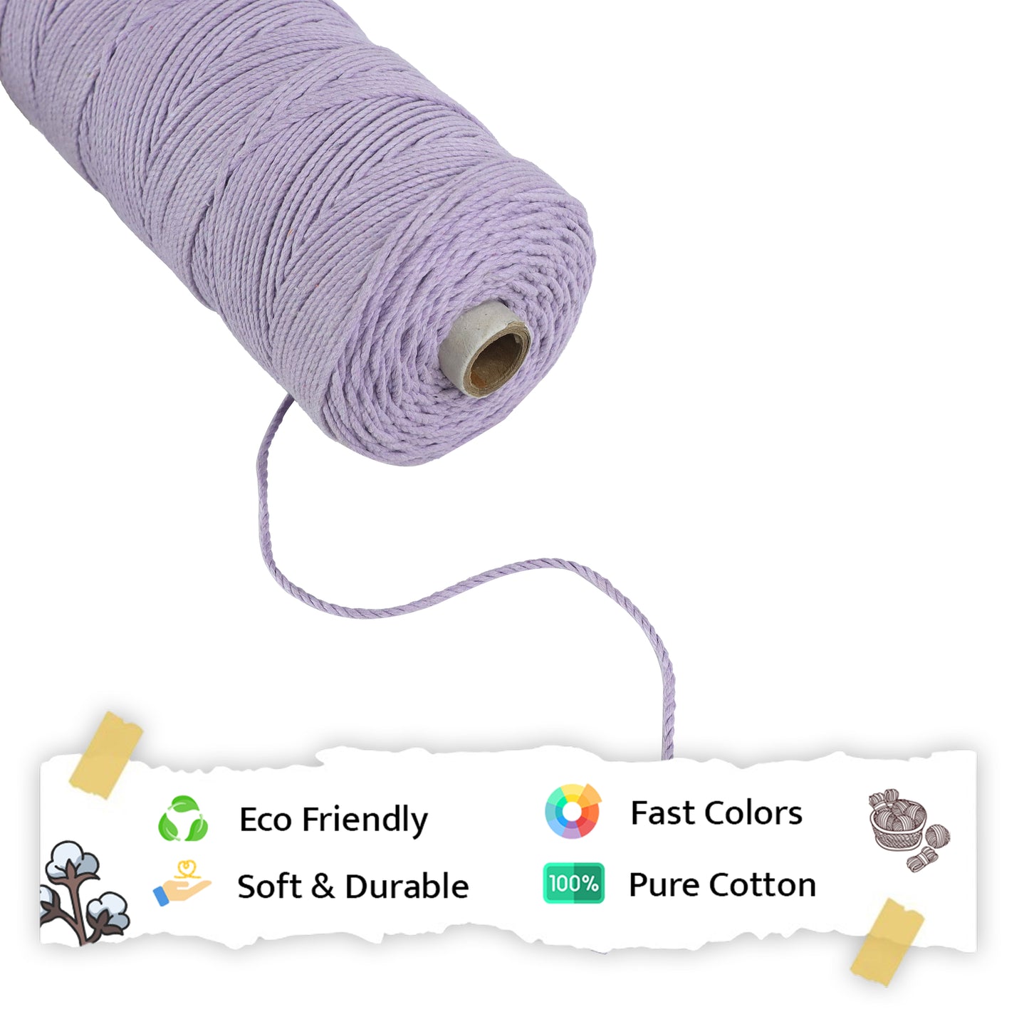 2mm Twisted (3Ply) | Lavender | 350 - 400 Metres | 1kg Spool | Cotton | No 31