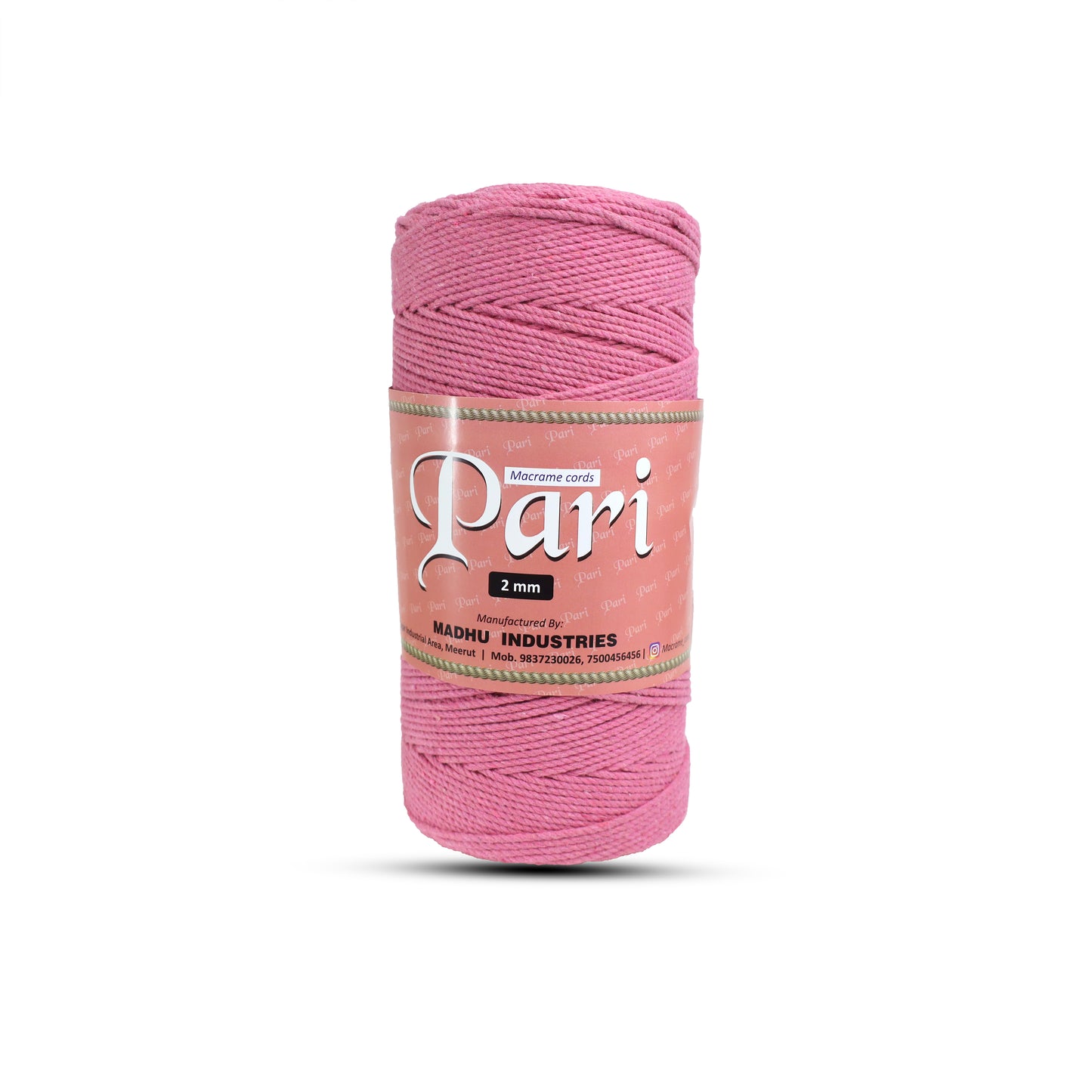 2mm Twisted (3Ply) | Bright Pink | 350 - 400 Metres | 1kg Spool | Cotton | No 33